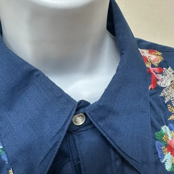 Vintage TruWest Rockmount Ranch Wear Embroidered Snap Women's Shirt Fit L/XL - Picture 4 of 11
